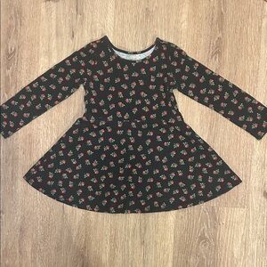 The Children's Place Black Dress with Red Floral Design